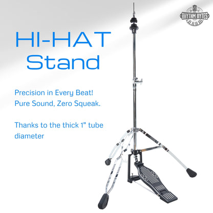 Hi-Hat Stand With Professional Long Footboard Pedal, Polished Chrome